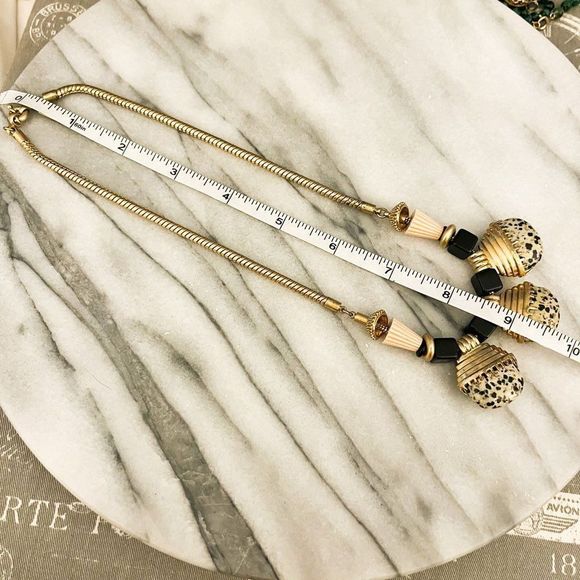 Madewell Necklace Stone Beaded Gold Chain Statement Natural Preppy Designer - Picture 4 of 4